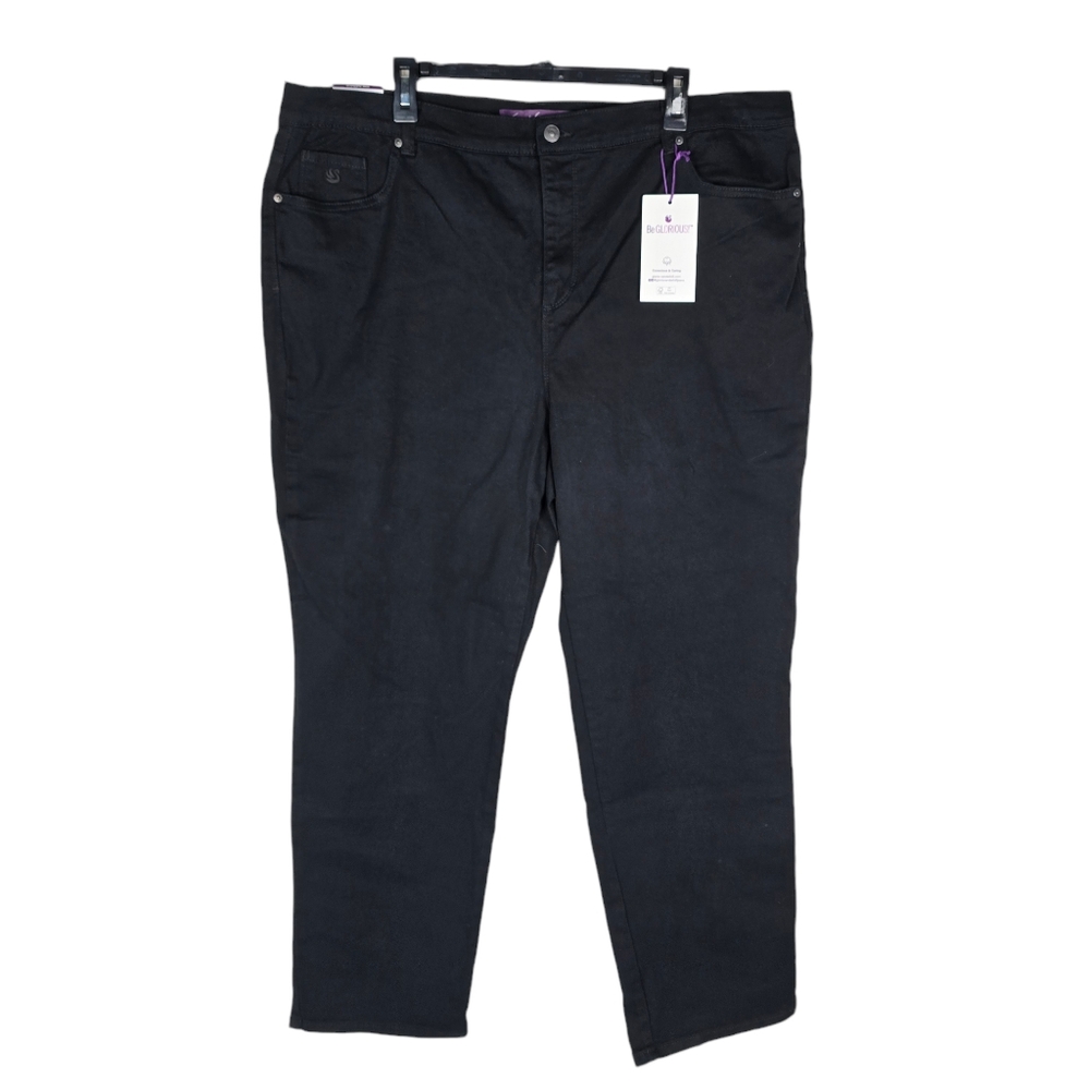 Gloria Vanderbilt Womens 20W Black Straight Leg Amanda Stretch Denim Jean Pant